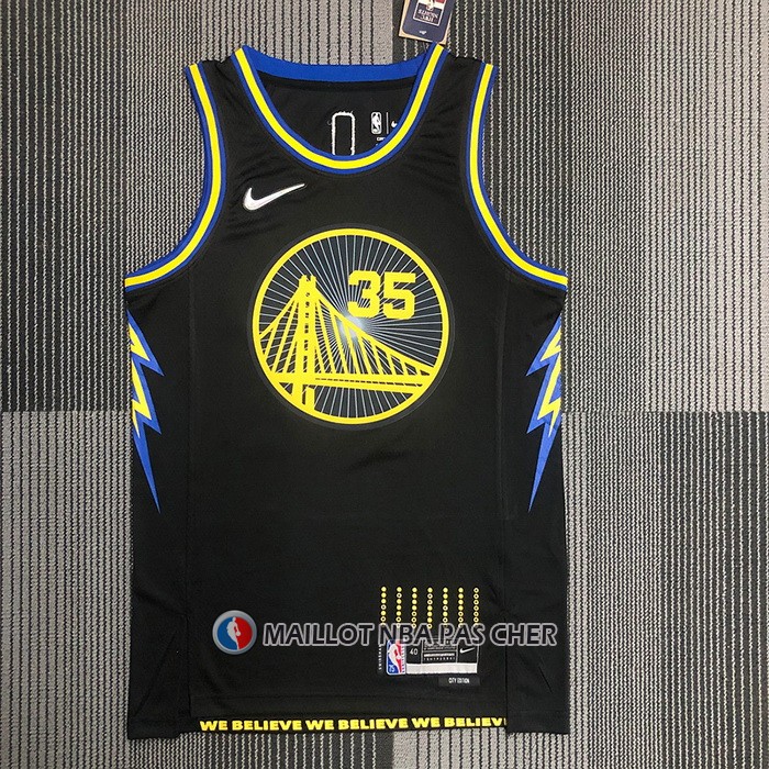 Maillot Golden State Warriors Kevin Durant NO 35 Ville 2021-22 Noir